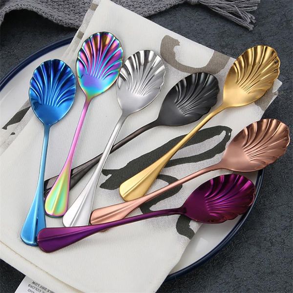 flatware sets multicolor stainless steel coffee tea spoon shell dessert ice cream drinking tools kithenware mixing scoops
flatware sets multicolor stainless steel coffee tea spoon shell dessert ice cream drinking tools kithenware mixing scoops