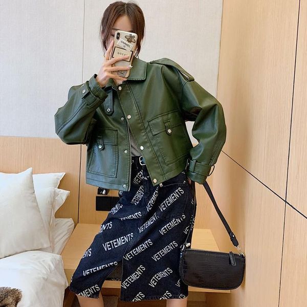 women's leather & faux 2021 spring autumn women slim jacket zipper pockets motorcycle pu coat black biker jackets outerwear
women's leather & faux 2021 spring autumn women slim jacket zipper pockets motorcycle pu coat black biker jackets outerwear