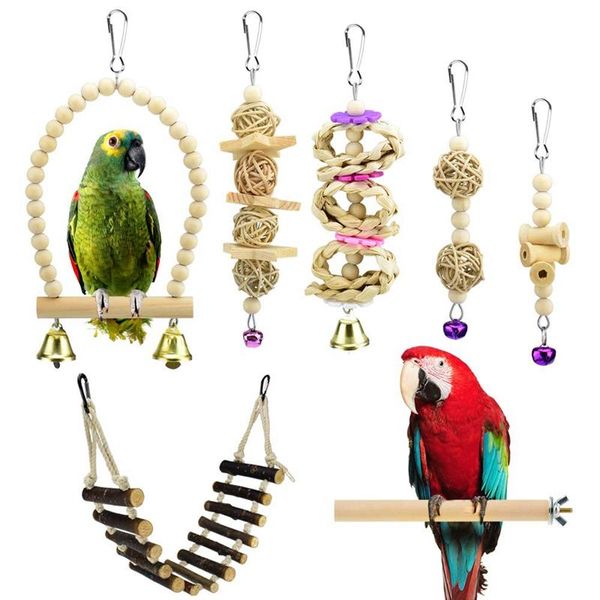 other bird supplies 7 pcs parrot toys, natural wood swing climbing chewing standing hanging perch hammock rope ladder bell cage toys
other bird supplies 7 pcs parrot toys, natural wood swing climbing chewing standing hanging perch hammock rope ladder bell cage toys