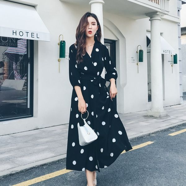 dresses french elegant big polka dot dress women's summer new v-neck temperament show thin girl long skirt, Black;gray
dresses french elegant big polka dot dress women's summer new v-neck temperament show thin girl long skirt, Black;gray