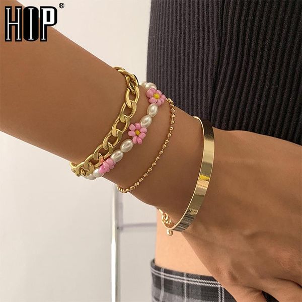 link, chain 4pcs gold color curb cuban bracelets charm set for women flower pearl simple wrist lady fashion jewelry, Black
link, chain 4pcs gold color curb cuban bracelets charm set for women flower pearl simple wrist lady fashion jewelry, Black