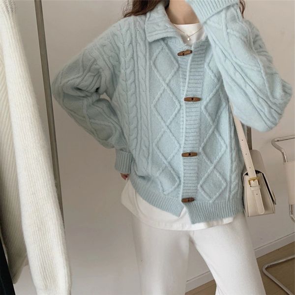 women's sweaters fashion knitted lapel pure color loose autumn women coat winter single-breasted button woman jl7a, White;black
women's sweaters fashion knitted lapel pure color loose autumn women coat winter single-breasted button woman jl7a, White;black