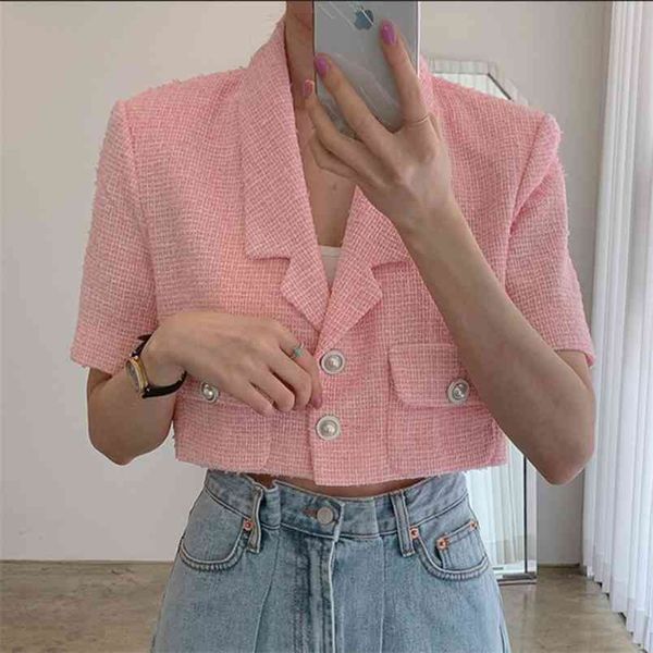 summer korean chic ladies vintage loose short sleeve tweed jacket women crop fashion streetwear coat outwear 210514, Black
summer korean chic ladies vintage loose short sleeve tweed jacket women crop fashion streetwear coat outwear 210514, Black