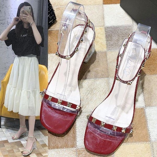 summer crystal middle heel roman sandals female fairy style wild word buckle thick rivet z891, Black
summer crystal middle heel roman sandals female fairy style wild word buckle thick rivet z891, Black