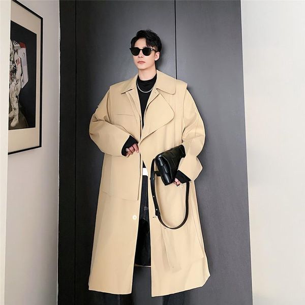 men's trench coats medium and long windbreaker coat 2021 autumn winter fashion personalized loose double placket, Tan;black
men's trench coats medium and long windbreaker coat 2021 autumn winter fashion personalized loose double placket, Tan;black