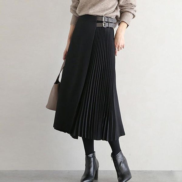 skirts chiffon pleated skirt women 2021 korean fashion high waist belted solid gothic midi long casual preppy style 5 colors, Black
skirts chiffon pleated skirt women 2021 korean fashion high waist belted solid gothic midi long casual preppy style 5 colors, Black