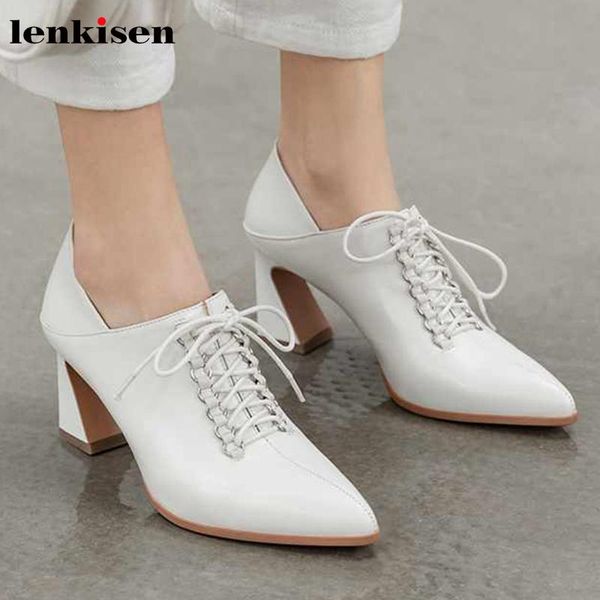 dress shoes lenkisen solid cow leather elegant office lady high heels pointed toe basic women lace up fashion streetwear pumps l79, Black
dress shoes lenkisen solid cow leather elegant office lady high heels pointed toe basic women lace up fashion streetwear pumps l79, Black
