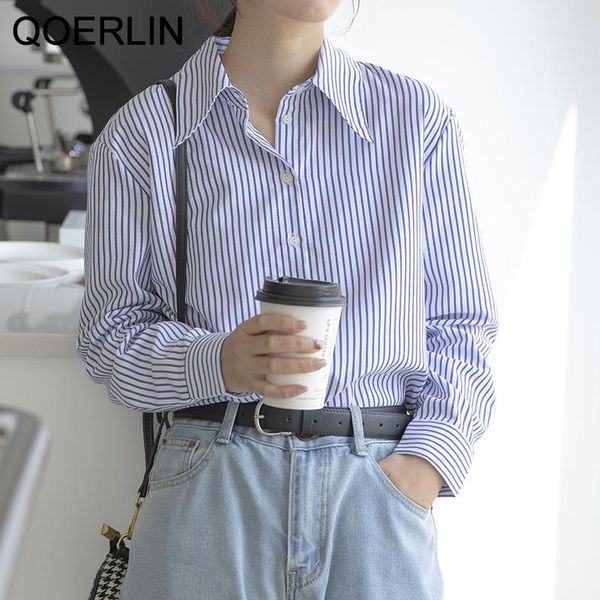 women's blouses & shirts qoerlin blue vertical striped shirt female 2021 spring long sleeve workwear plus size blouse office ladies for, White
women's blouses & shirts qoerlin blue vertical striped shirt female 2021 spring long sleeve workwear plus size blouse office ladies for, White