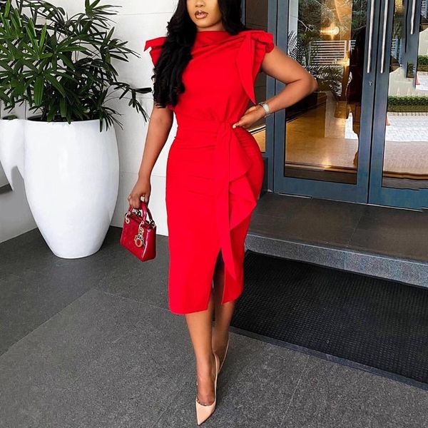 casual dresses red office for ladies 2021 summer elegant sleeveless high waist ruffles bodycon business work clothes dress, Black;gray
casual dresses red office for ladies 2021 summer elegant sleeveless high waist ruffles bodycon business work clothes dress, Black;gray