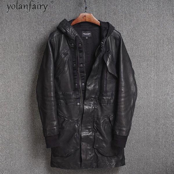 retro genuine leather jacket men hooded long sheepskin coat spring autumn luxury motorcycle vintage kj4734 men's & faux, Black
retro genuine leather jacket men hooded long sheepskin coat spring autumn luxury motorcycle vintage kj4734 men's & faux, Black