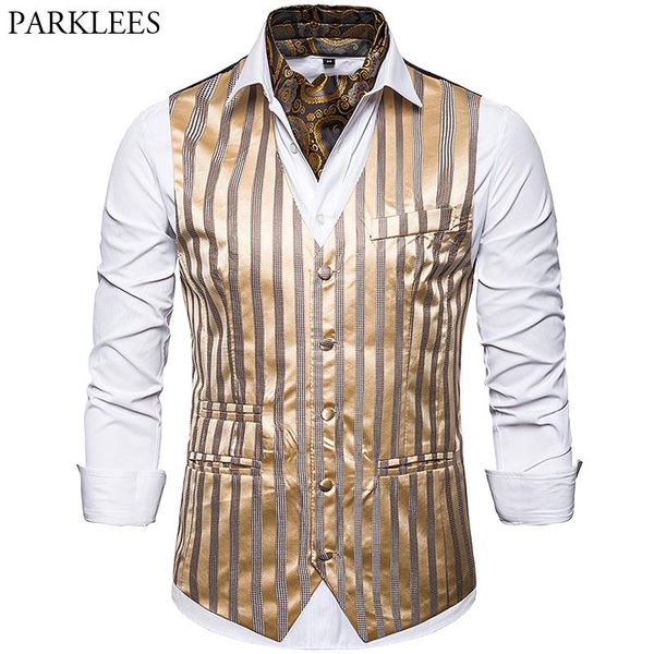 men's vests single-breasted vertical striped suit vest brand fashion slim business classic formal waistcoat wedding party for men, Black;white
men's vests single-breasted vertical striped suit vest brand fashion slim business classic formal waistcoat wedding party for men, Black;white