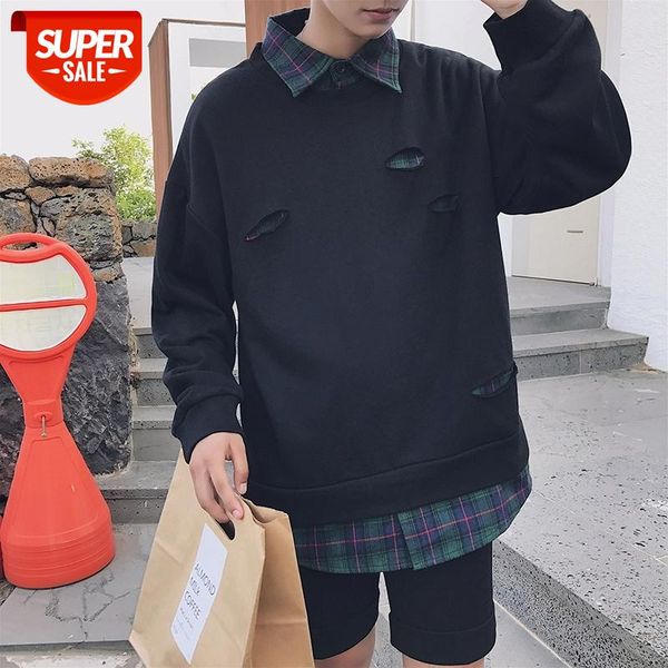 2019 spring men's false two piece holes pullover loose coats hoodies cotton clothing casual black/white color sweatshirts s-xl #le9k
2019 spring men's false two piece holes pullover loose coats hoodies cotton clothing casual black/white color sweatshirts s-xl #le9k