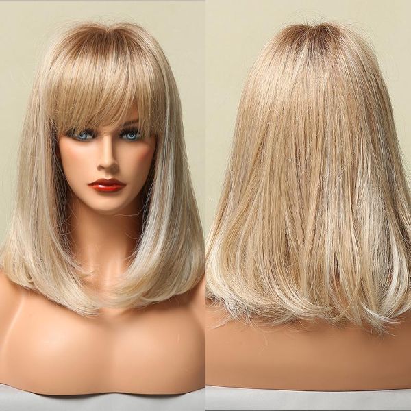 synthetic wigs medium long bobo straight with full bangs ombre brown blonde futura hair for women heat resistant fiber daily cosplay, Black
synthetic wigs medium long bobo straight with full bangs ombre brown blonde futura hair for women heat resistant fiber daily cosplay, Black