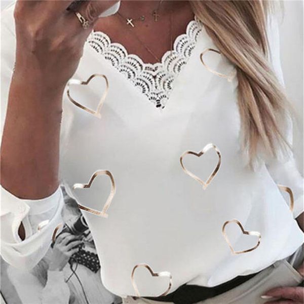 lace elegant blouses office women hearts print blouses v-neck lace patchwork long sleeve shirts blouses clothes, White
lace elegant blouses office women hearts print blouses v-neck lace patchwork long sleeve shirts blouses clothes, White