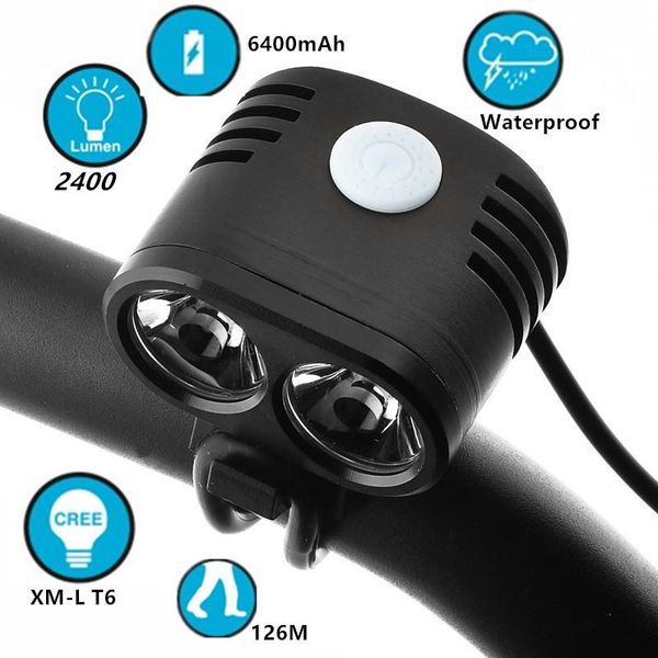 2400lm xm-l t6 led head front bicycle lights bike light headlamp 6400mah battery pack + charger
2400lm xm-l t6 led head front bicycle lights bike light headlamp 6400mah battery pack + charger