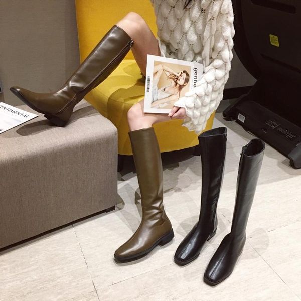 boots korea style retro women's long boot 2021 autumn winters low heel with velvet inside biker female side zipper, Black
boots korea style retro women's long boot 2021 autumn winters low heel with velvet inside biker female side zipper, Black