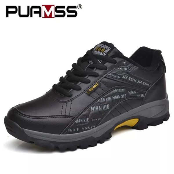 men boots leather waterproof sneakers winter keep warm snow outdoor hiking work shoes botas 211216, Black
men boots leather waterproof sneakers winter keep warm snow outdoor hiking work shoes botas 211216, Black