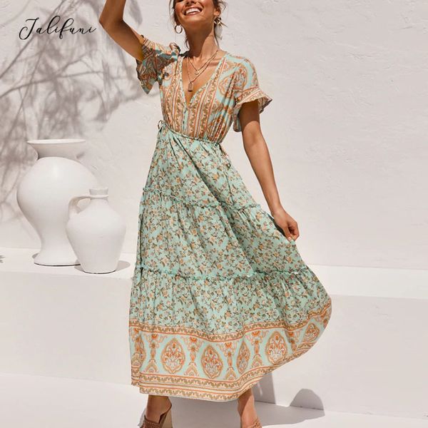 women summer v neck long dress boho style printed beach a line dresses female ruffles short sleeve holiday casual dress new 210415, Black;gray
women summer v neck long dress boho style printed beach a line dresses female ruffles short sleeve holiday casual dress new 210415, Black;gray