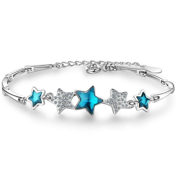 link, chain elegant blue crystal pentagram link bracelet silver color cubic zirconia wedding gift, Black
link, chain elegant blue crystal pentagram link bracelet silver color cubic zirconia wedding gift, Black