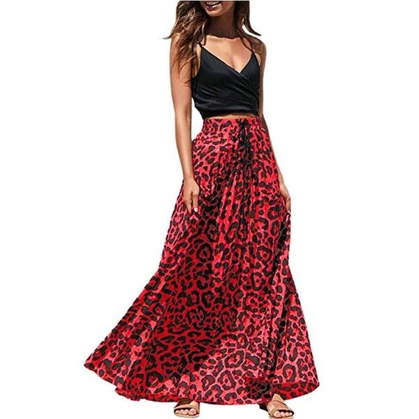 2021 women's long skirt high waist red leopard print pleated skirt bohemian loose summer skirt, Black;red
2021 women's long skirt high waist red leopard print pleated skirt bohemian loose summer skirt, Black;red