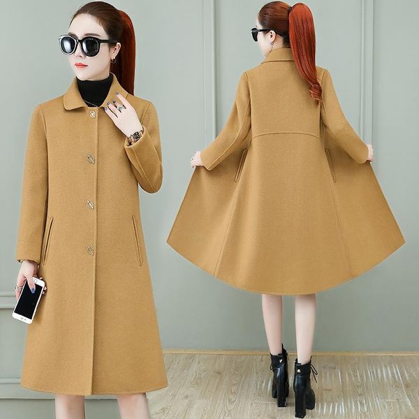 women's wool & blends double faced cashmere overcoat 2021 woolen middle and long korean students', Black
women's wool & blends double faced cashmere overcoat 2021 woolen middle and long korean students', Black