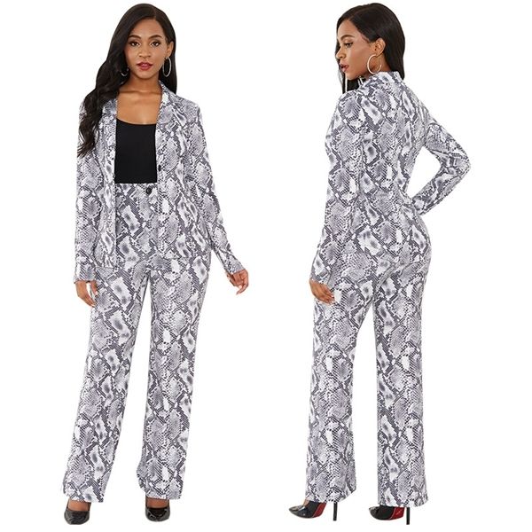 snake print office lady 2 pcs sets autumn winter sleeve lapel coat long flare pants matching set outfits elegant women suit, White
snake print office lady 2 pcs sets autumn winter sleeve lapel coat long flare pants matching set outfits elegant women suit, White