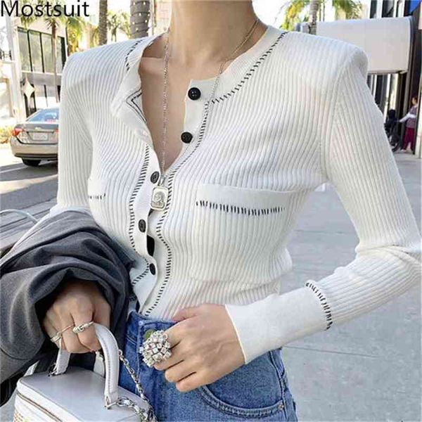 autumn korean knitted women cardigans sweaters long sleeve o-neck single-breasted pockets ladies fashion 210513, White;black
autumn korean knitted women cardigans sweaters long sleeve o-neck single-breasted pockets ladies fashion 210513, White;black