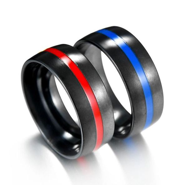 cluster rings classic couple stainless steel ring red blue stripe titanium hip hop punk valentine's day gift anniversary jewelry, Golden;silver
cluster rings classic couple stainless steel ring red blue stripe titanium hip hop punk valentine's day gift anniversary jewelry, Golden;silver