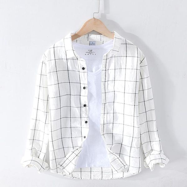 men's casual shirts autumn men shirt striped plaid turn-down collar cotton linen long sleeve slim brand regular clothing, White;black
men's casual shirts autumn men shirt striped plaid turn-down collar cotton linen long sleeve slim brand regular clothing, White;black