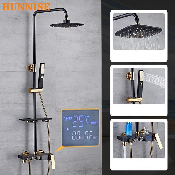 high-end luxury bathroom shower system with digital temperature display screen intelligent faucet brass sets
high-end luxury bathroom shower system with digital temperature display screen intelligent faucet brass sets