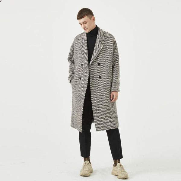men's wool & blends striped woolen overcoat england style 2021 custom loose double breasted warm long-length trench coat male thick jac, Black
men's wool & blends striped woolen overcoat england style 2021 custom loose double breasted warm long-length trench coat male thick jac, Black