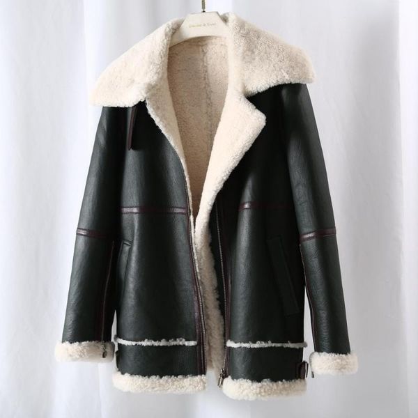 women's fur & faux 2021 double faced real coat winter jacket women genuine leather natural merino sheep outerwear streetwear, Black
women's fur & faux 2021 double faced real coat winter jacket women genuine leather natural merino sheep outerwear streetwear, Black