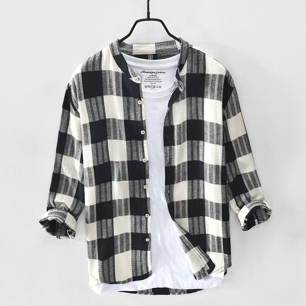 autumn men 3/4sleeve shirt plaid stand collar classic all-match male casual cotton linen retro clothes y3450 men's shirts, White;black
autumn men 3/4sleeve shirt plaid stand collar classic all-match male casual cotton linen retro clothes y3450 men's shirts, White;black