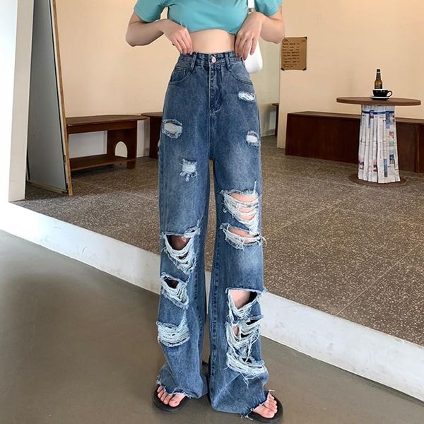 women's jeans high waist women casual ripped 2021 autumn korean style streetwear all-match hole ladies wide leg denim pants w669, Blue
women's jeans high waist women casual ripped 2021 autumn korean style streetwear all-match hole ladies wide leg denim pants w669, Blue