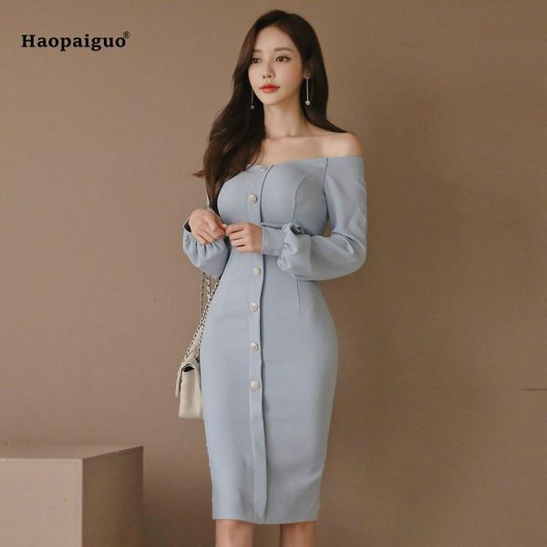 casual dresses plus size pencil dress 2021 autumn women blue puff sleeve slash neck knee-length button party elegant club, Black;gray
casual dresses plus size pencil dress 2021 autumn women blue puff sleeve slash neck knee-length button party elegant club, Black;gray