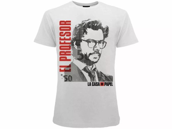 t shirt original professor white face the house of paper casa de papel, White;black
t shirt original professor white face the house of paper casa de papel, White;black