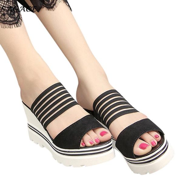 women platform sandals fish mouth high heels wedge buckle slope summer shoes size35-39 slippers, Black
women platform sandals fish mouth high heels wedge buckle slope summer shoes size35-39 slippers, Black