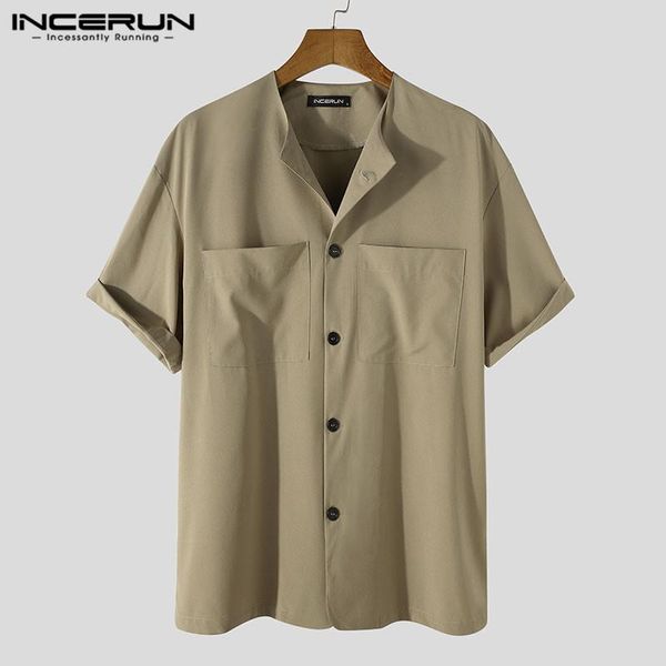 summer men shirt round neck short sleeve streetwear vintage casual blouse solid color leisure button camisas s-5xl incerun men's shirts, White;black
summer men shirt round neck short sleeve streetwear vintage casual blouse solid color leisure button camisas s-5xl incerun men's shirts, White;black
