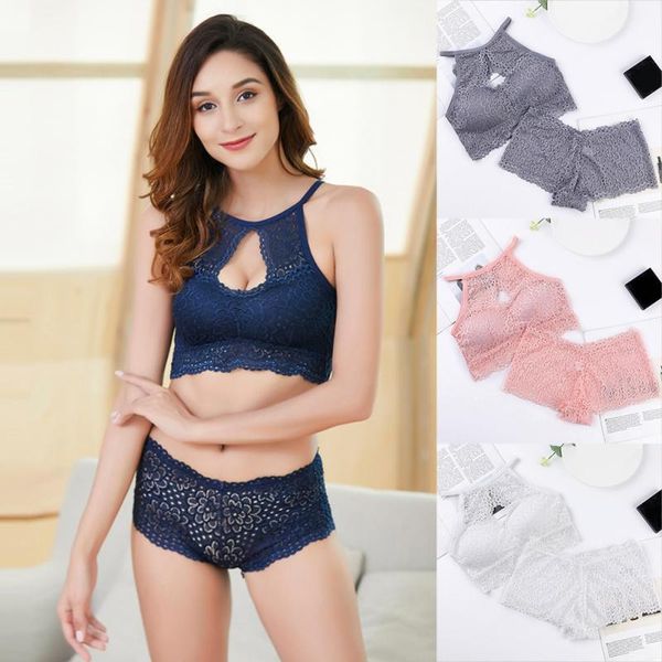 gym clothing knitted anti-light wire padded cotton bralette panty set lace hollow bra sports halter beauty back, White;black
gym clothing knitted anti-light wire padded cotton bralette panty set lace hollow bra sports halter beauty back, White;black