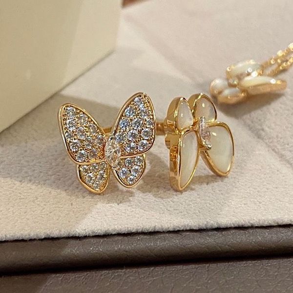 double butterfly diamond s925 sterling silver female opening ring rose gold white fritillaria ring luxurys designers jewelry
double butterfly diamond s925 sterling silver female opening ring rose gold white fritillaria ring luxurys designers jewelry