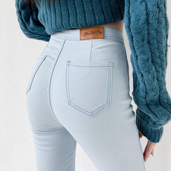 women's pants & capris stretch high-waist denim 2021 autumn solid color simple slim pencil fashion tight-fitting package hip jeans, Black;white
women's pants & capris stretch high-waist denim 2021 autumn solid color simple slim pencil fashion tight-fitting package hip jeans, Black;white