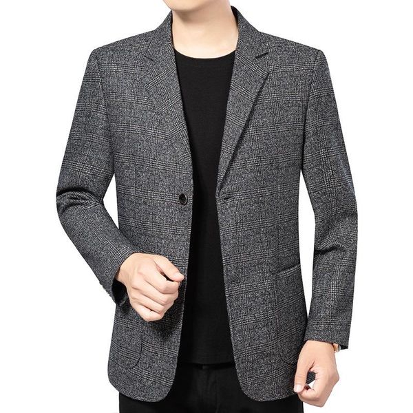 men's suits & blazers suit men 2021 spring young and middle-aged business casual plaid jacket single western tooling wedding blazer, White;black