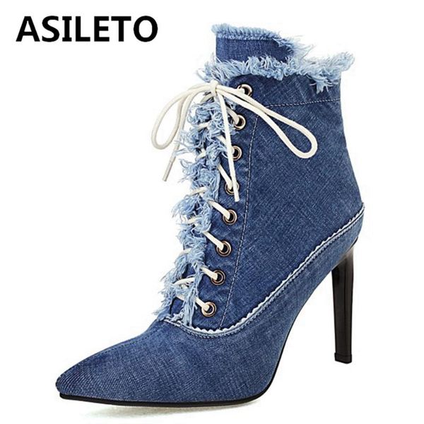 boots asileto 2021 autumn design denim ankle pointed toe stiletto high heel lace up zip fur inside big size 33-45 s2477, Black
boots asileto 2021 autumn design denim ankle pointed toe stiletto high heel lace up zip fur inside big size 33-45 s2477, Black