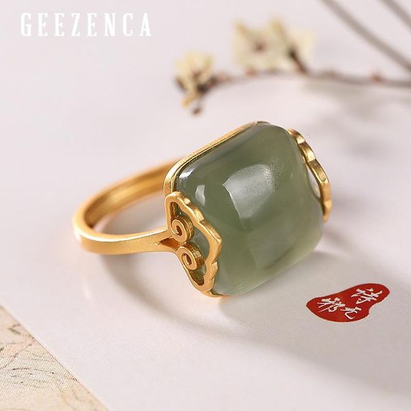 cluster rings vintage 925 sterling silver gold plated green jade auspicious cloud women's ring original design simple gemstone open gif, Golden;silver
cluster rings vintage 925 sterling silver gold plated green jade auspicious cloud women's ring original design simple gemstone open gif, Golden;silver