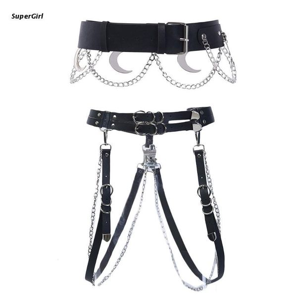 belts j78e women gothic metal chain body belt faux leather crescent moon punk waist for girls fanshion accessories, Black;brown
belts j78e women gothic metal chain body belt faux leather crescent moon punk waist for girls fanshion accessories, Black;brown