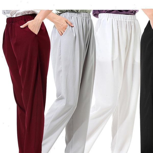 casual office solid color pocket women capri loose fit long wide leg harem trousers, Black;white
casual office solid color pocket women capri loose fit long wide leg harem trousers, Black;white