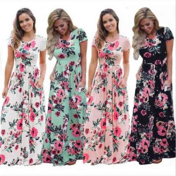 casual dresses summer designer ess women floral print short sleeve boho evening gown party long maxi fashion sun clothing 5 colors, Black;gray
casual dresses summer designer ess women floral print short sleeve boho evening gown party long maxi fashion sun clothing 5 colors, Black;gray