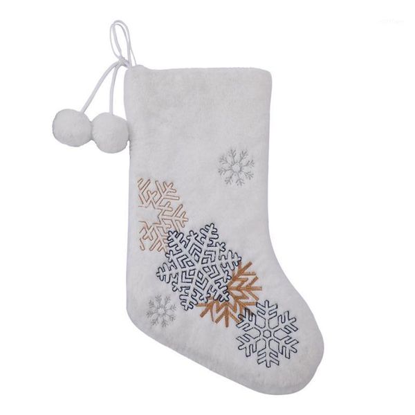 christmas decorations snowflakes embroidered white plush stockings candy socks gifts bag with hanging loops xmas
christmas decorations snowflakes embroidered white plush stockings candy socks gifts bag with hanging loops xmas