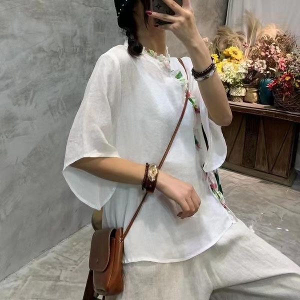 women's blouses & shirts women oblique placket button shirt 2021 summer retro large size loose casual blouse short sleeve ramie breath, White
women's blouses & shirts women oblique placket button shirt 2021 summer retro large size loose casual blouse short sleeve ramie breath, White