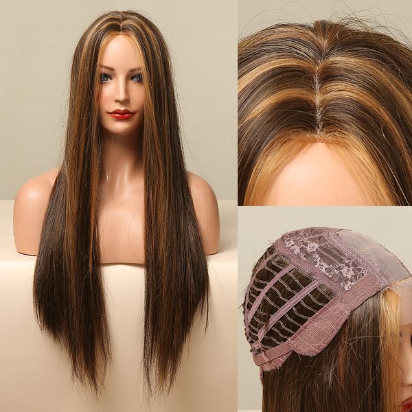brown mixed blonde long straight wig middle part hightlight wig synthetic wig heat resistant fiber, Black
brown mixed blonde long straight wig middle part hightlight wig synthetic wig heat resistant fiber, Black